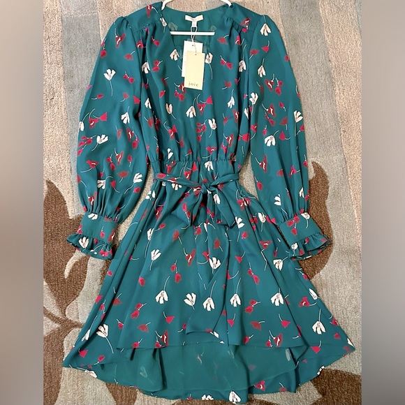 NWT Joie Long Sleeve Marlayne Faux Wrap Floral Print in Ocean Teal Blue - Picture 3 of 12